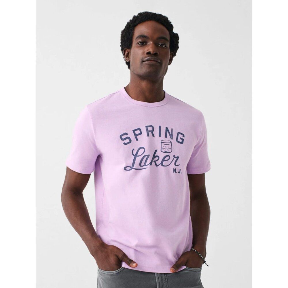 Faherty Men's Spring Lake Short-Sleeve Crew Lakers T-Shirt Faded Lilac NWT FLAW